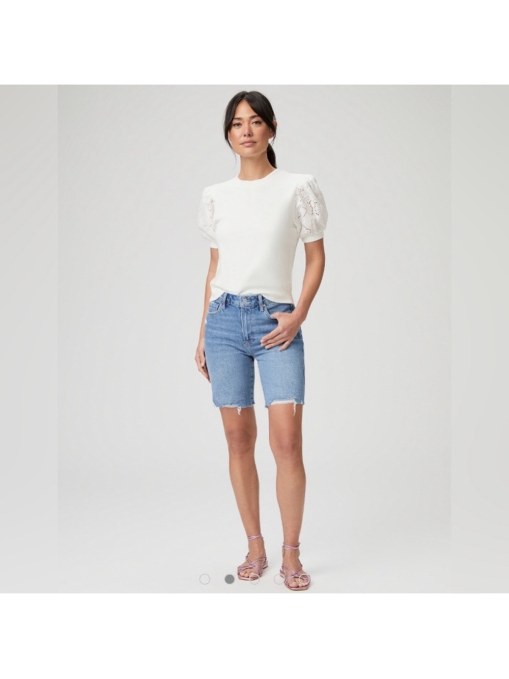 Paige Shorts Womens 32 Jax Distressed Stretch Bermuda Denim